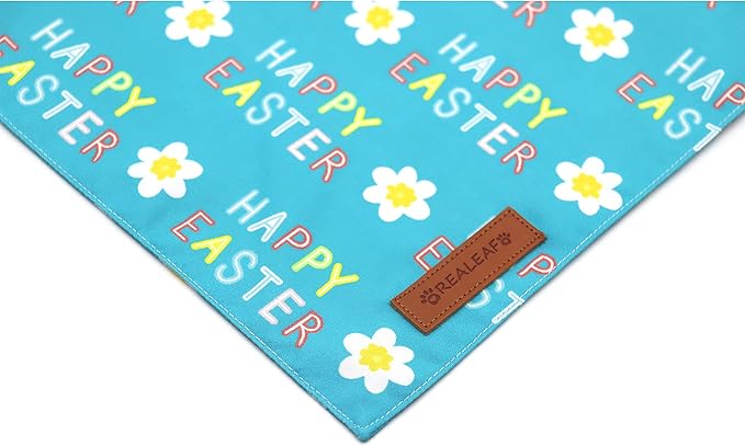Realeaf Happy Easter Dog Bandanas 2 Pack, Reversible Pet Scarf for Boy and Girl, Premium Durable Fabric, Holiday Bandana for Small Medium Large and Extra Large Dogs (X-Large)