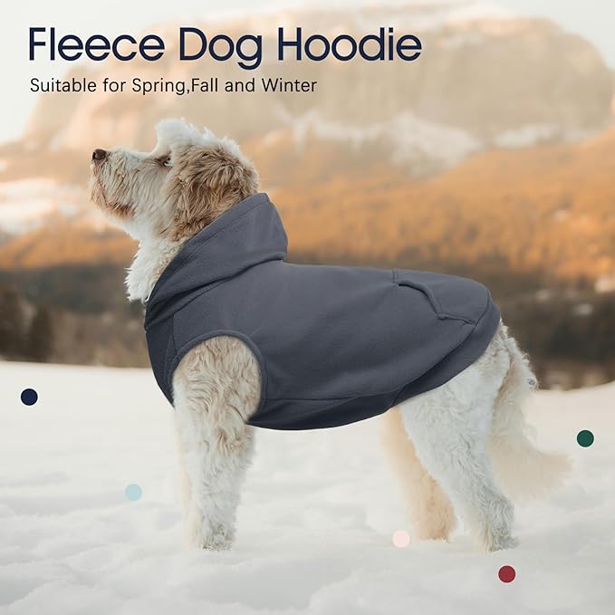 IECOii Dog Hoodie,Polar Fleece Dog Sweatshirt Fall Dogs Sweater with Hood,Warm Sweaters for Medium Dogs Boy Girl,Sleeveless Pet Hoodie Medium Size Winter Clothes for Pug,Jack Russell,Grey,M