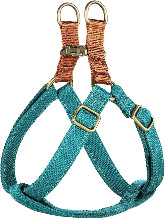 Didog Step in Dog Harness with Metal Buckles, Freedom Nylon Dog Halter Vests for Small Dogs Easy Walking Training(S:Chest 13-22", Blue)