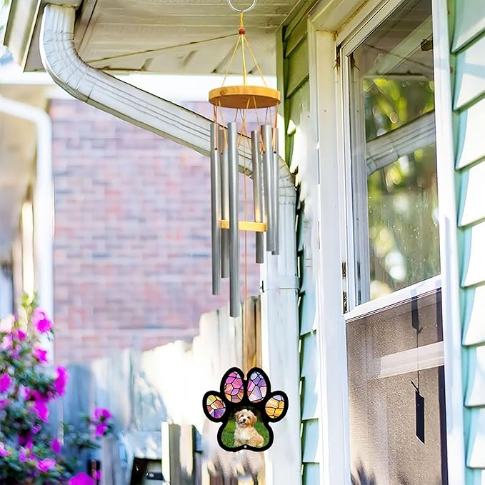 Personalized Hand Dog Wind Chimes Sun Catcher, Dog Memorial Winds Chime, Pet Loss Wind Chimes Sun Catcher, Gifts for Dogs Lovers, Sympathy Pet Winds Chime 2