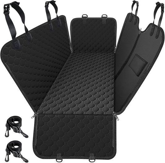 Mancro Dog Hammock for Car, 2025 Upgraded 600D Heavy Duty Waterproof & Scratch-Resistant Dog Car Seat Cover, Back Seat Pet Cover for Dogs with Sedan, Trucks and SUVs, Standard, All Black