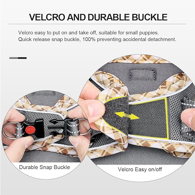 Mercano Soft Mesh Dog Harness and Leash Set, No-Chock Step-in Reflective Breathable Lightweight Easy Walk Vest Harnesses with Safety Buckle for Small Dogs, Cats (Grey, L)