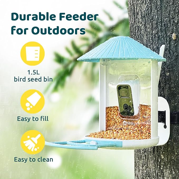NETVUE by Birdfy Smart Bird Feeder with AI Camera Solar Powered, 2MP Wireless Wildbird Watching, Live Stream & Night Vision, Auto-Capture & Notify, Collection & Cloud Storage (AI by Subscription)