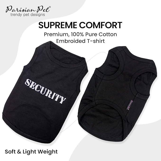 Parisian Pet Security Dog Shirt - Security Costume for Dogs - Halloween Pet Vest - Pet Halloween Costumes - Dog Apparel & Accessories - Sleeved Pet Costume - L