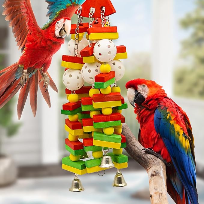 Bird Toys Parrot Toys for Large Birds Parrots, Cockatoos, Cockatiels, Parakeets, Cockatiel Cage Perch Stand Bird Cage Toy Parakeet Accessories