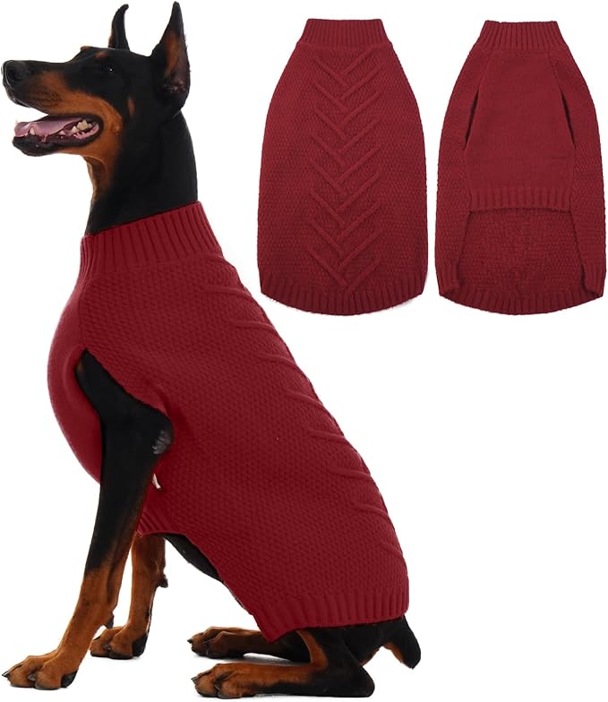IECOii Dog Sweaters for Large Dogs,XXL Dog Sweater Warm Pullover Vest for Winter,Knitted Dog Sweater Large Size Dog Sweatshirt for Extra Large Dogs boy Girl,Golden Retriever,Pitbull,DarkRed-2XL