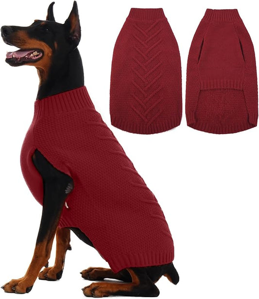 IECOii Dog Sweaters for Large Dogs,XXL Dog Sweater Warm Pullover Vest for Winter,Knitted Dog Sweater Large Size Dog Sweatshirt for Extra Large Dogs boy Girl,Golden Retriever,Pitbull,DarkRed-2XL