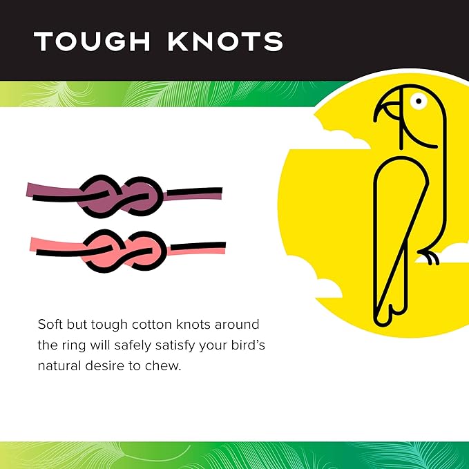 Featherland Paradise Cotton Snuggle Ring Bird Toy, Bird Perch, Large Bird Toys, for Parrots, Cockatoos, Macaws, Large Birds