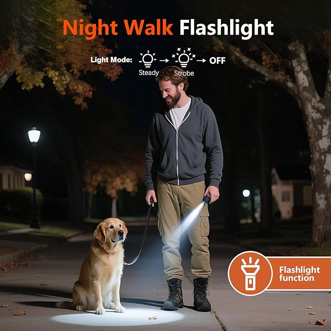 Dog Bark Deterrent Devices, Anti Barking Device for Dogs with Dual Emitters, 35 ft Range, LED Flashlight, Rechargeable Handheld Trainer, Safe & Effective, Stop Neighbors Dog