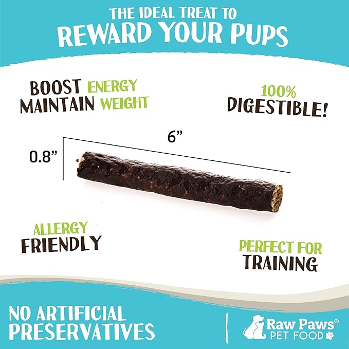 Raw Paws Wild-Caught Venison Dog Treats, 6-oz - Packed in USA - Real Meat Jerky - Single Ingredient Venison for Dogs