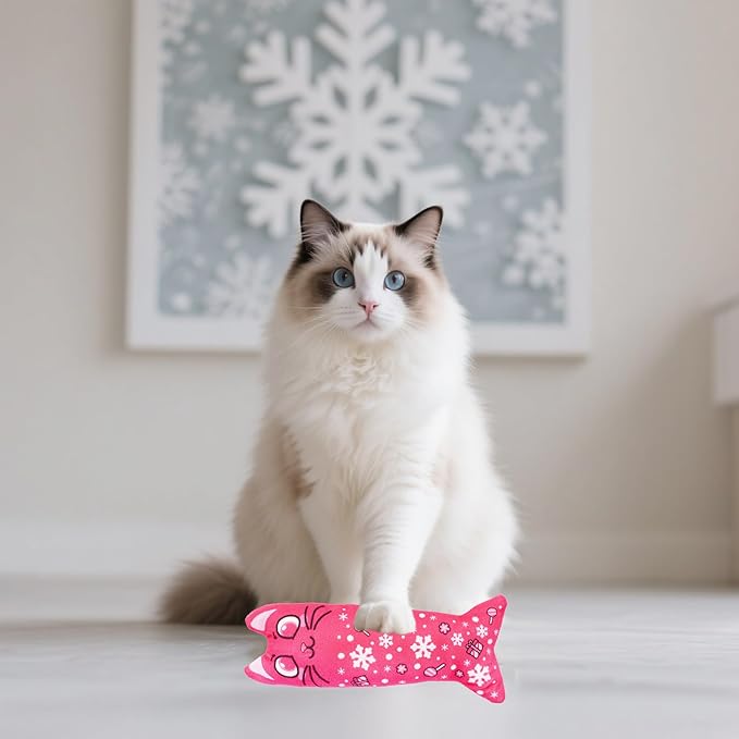 Winter Catnip Toys for Large Cats Adult Indoor Cat Plush Toys Crinkle Kitten Bite Dental Kicker Toy 6 Pcs