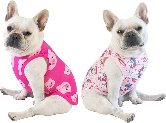 CuteBone Dog Shirts 2-Pack Soft Pet Clothes Breathable Summer Vest for Small Puppy and Stretchy Cat Apparel 2BX09XL