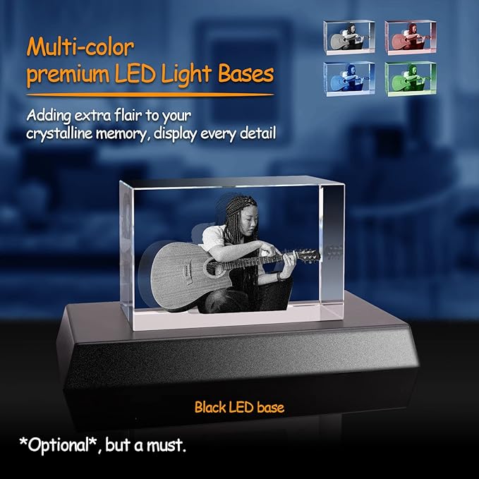 Personalized Dog, Cat Memorial Gifts for Pet Owners. Gift Box Included, Customized Laser Etched Crystal Photo (Large Landscape)