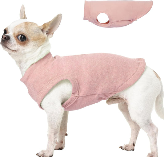 Dog Sweater Fleece - Pink, XS - Stretchable Sleeveless Vest | Warm Lightweight Sweatershirt, Pullover Design for Puppy,Chihuahua Clothes,Autumn/Winter Outdoor Clothing
