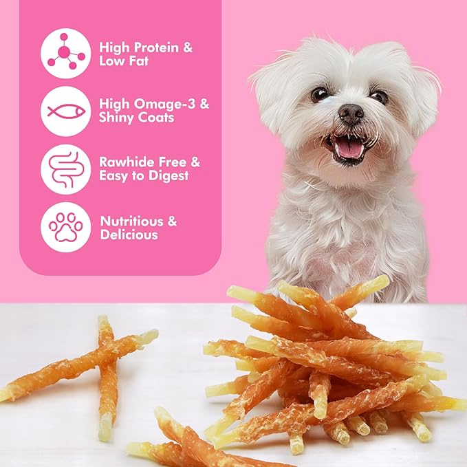 Dog Treats, Chicken Wrapped Cod Sticks, Rawhide Free Dog Chews, Healthy Soft Treats for Small Dogs, 14.11 oz