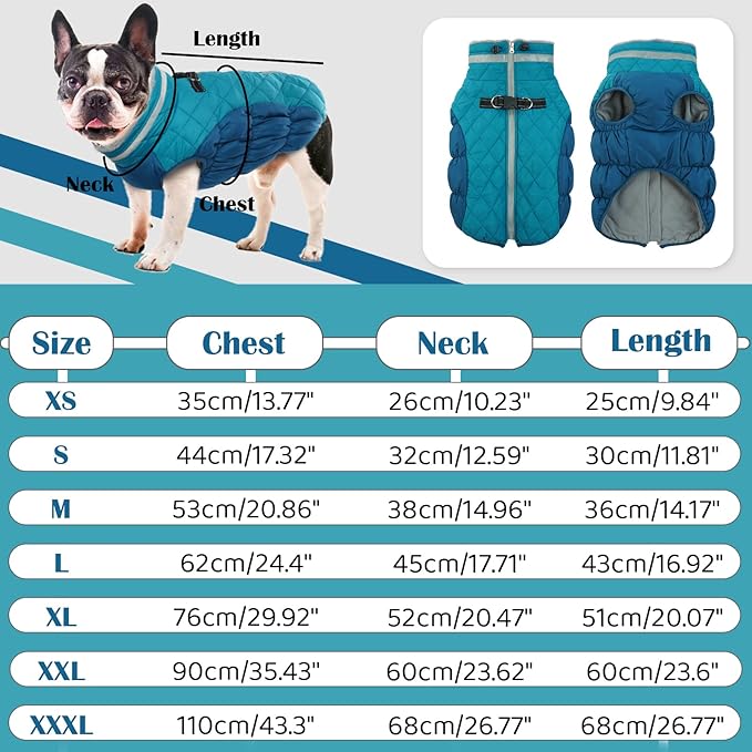 Dog Coats for Large Dogs,XL Dog Coat,Warm Fleece Winter Coat with D-Ring,Back Zipper Pet Jacket for Large Dogs,Waterproof Pet Snow Jacket Clothes Snowsuit Beagle Corgi Border Collie,XL