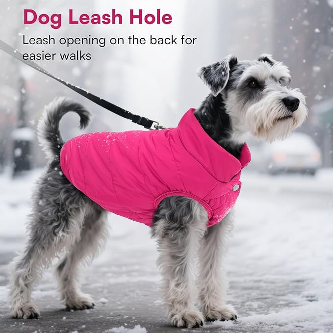 ASENKU Dog Winter Coat - Waterproof Windproof Dog Jacket, Warm Snowproof Doggie Puffer Vest for Cold Weather, Lightweight Snow Coats for Small Medium Large Dogs (Pink, M)