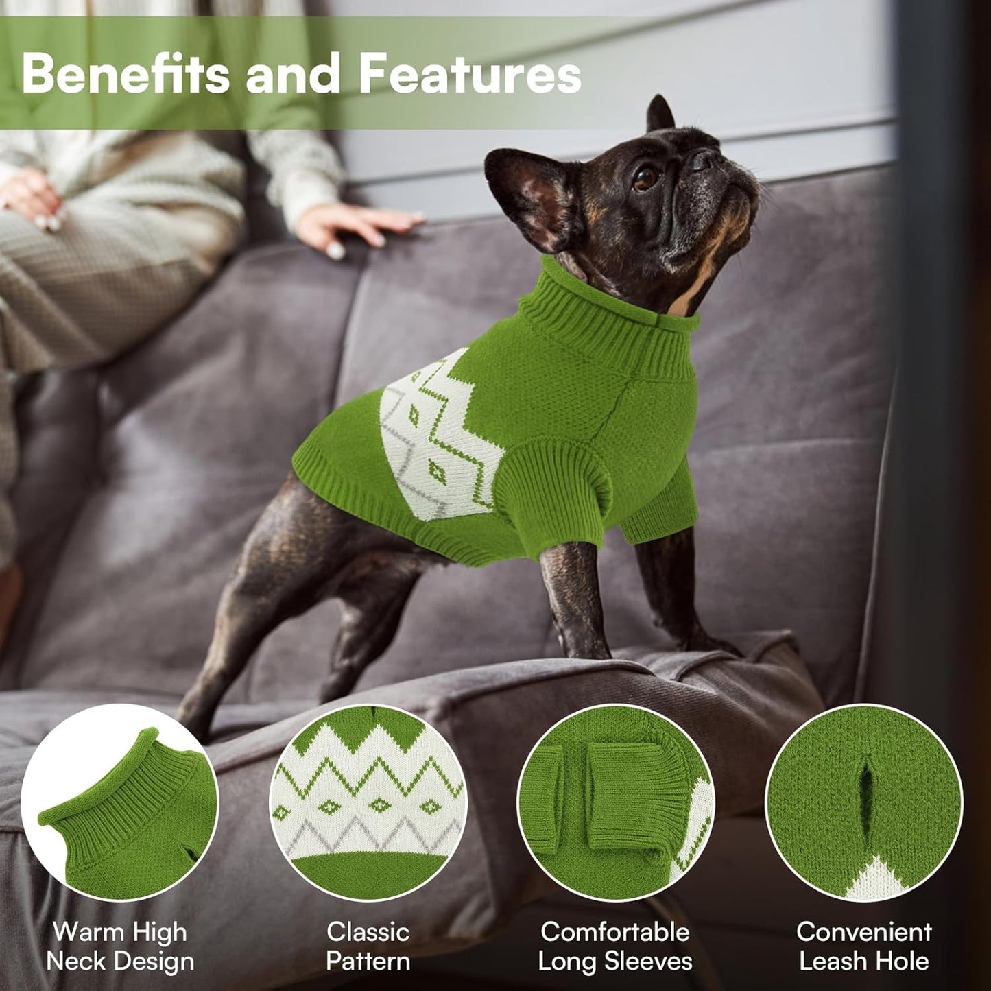 Queenmore Warm Dog Sweater, Soft Pet Knitwear, Knitted Pullover, Vlentines Day Gifts Winter Pet Clothes for Small Medium Dogs Cats