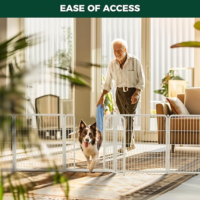 FXW Homeplus Unleashed Indoor Dog Playpen - Stress-Free and Safe Play, Heavy Duty 32 Inch 6 Panels Dog Pen for Small and Medium Dogs, White│Patented