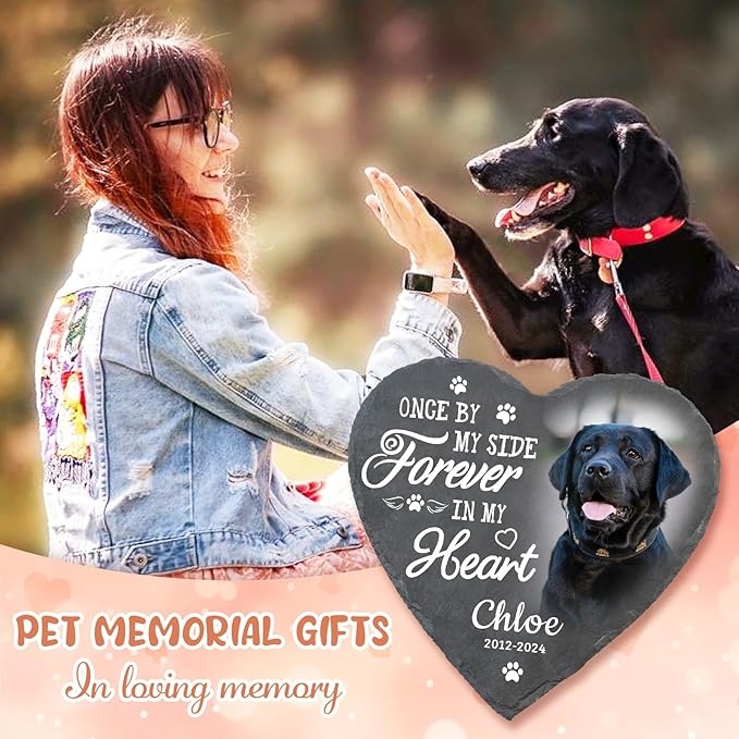 Personalized Dog Memorial Stone, Pet Memorial Sympathy Gifts for Loss of Dog, Pet Passing Away Heart Shape Stone, Cat Bereavement Remembrance Gifts