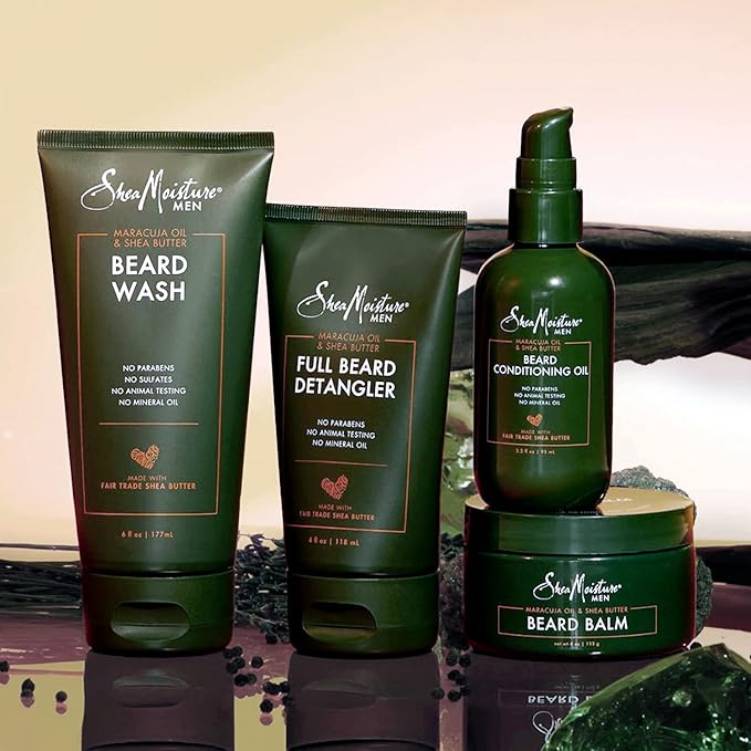 SheaMoisture Beard-Care Kit for Men, Includes Wash, Balm, Oil, Conditioner, Natural Shea Butter & Maracuja Oil, Great Gift