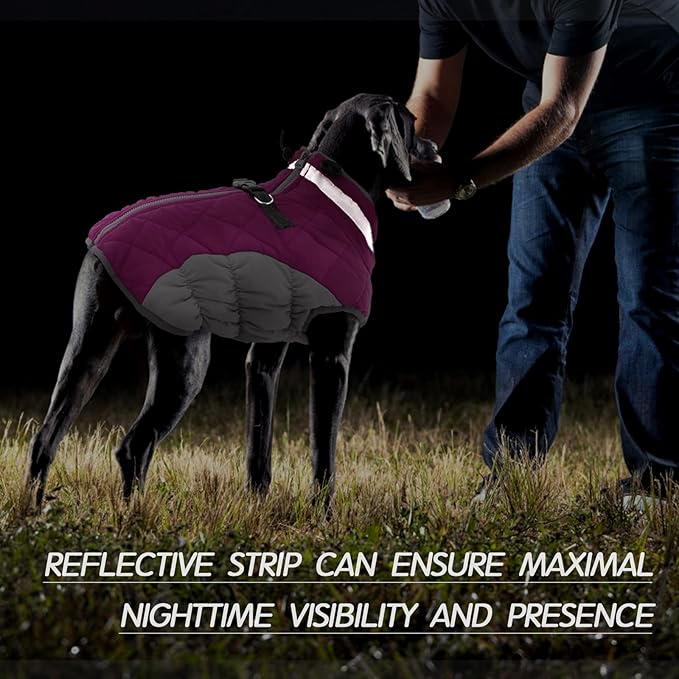 FUAMEY Dog Coat, X-Large, Pink, Faux Fur, Turtle Neck, Zipper, Water Resistant, Reflective, Windproof, Fitted for Large Breeds