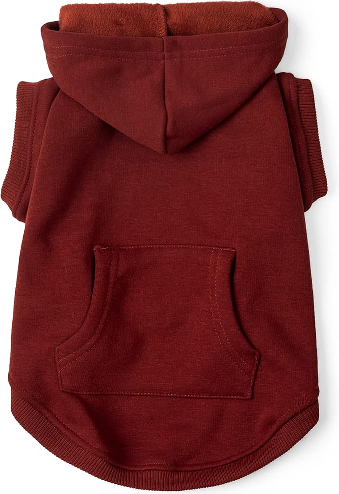 Koneseve Dog Hoodie Fleece Puppy Clothes Warm Sweater with Hat for Small Medium Dogs Cat Hooded Shirt Kitten Pet Basic Sweatshirt with Pocket Doggie Soft Winter Coat Apparel (Red; 2XL)