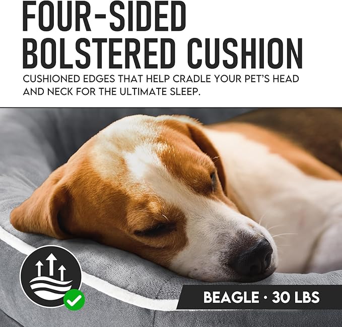 OhGeni Orthopedic Dog Couch Pet Sofa Large Sized Cat Beds with Comfort Foam Support, Soft Comfortable Fabric, Machine Washable Waterproof Removable Cover, 35-Inch (Gray)