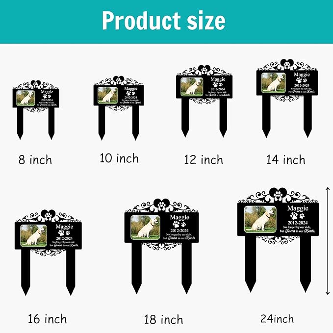 Custom Pet Grave Markers Dog Outdoor | Memorial Burial Markers for Your Furry Friend | Cross for Cemetery Grave Pet Headstones for Dogs | Custom Photo Resting Place Sign for Paw Companions