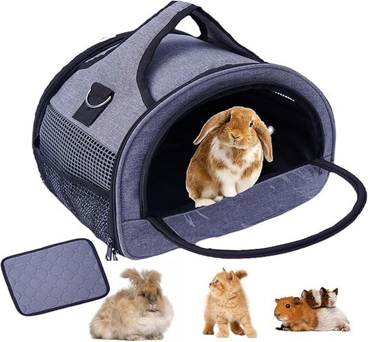 Guinea Pig Carrier, Small Pet Carriers for Rabbit Hamster Bird Bunny Bearded Dragon Kitty and Etc. Animal Bag with Stable Handle and Waterproof Pad, Easy Travel and Vet Visit-Large