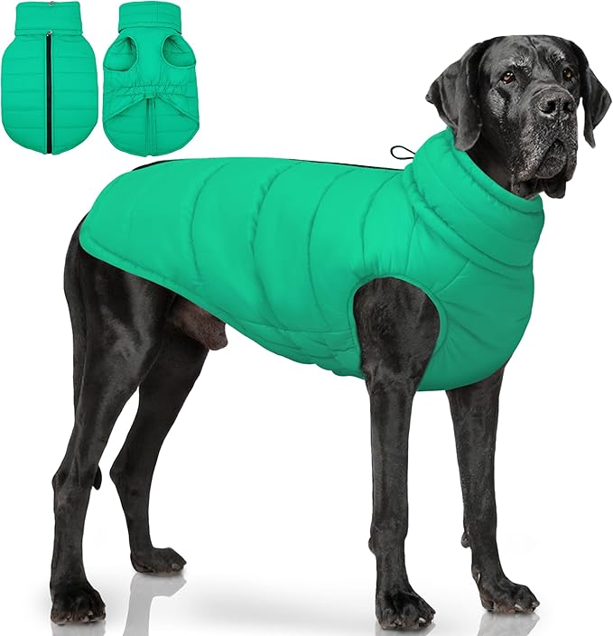 PUMYPOREITY Dog Puffer Coat with Detachable Scarf, Warm Padded Cold Weather Vest, Windproof Lightweight Snowsuit, Water Resistant Dog Winter Coats, Thermal Winter Jacket for Small Medium Large Dogs