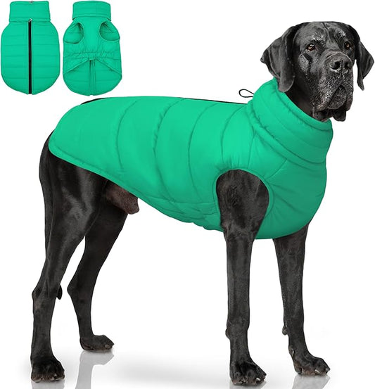 PUMYPOREITY Dog Puffer Coat with Detachable Scarf, Warm Padded Cold Weather Vest, Windproof Lightweight Snowsuit, Water Resistant Dog Winter Coats, Thermal Winter Jacket for Small Medium Large Dogs