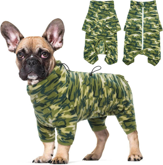 ROZKITCH Dog Winter Coat Soft Fleece Pullover Pajamas, Pet Windproof Warm Cold Weather Jacket Vest with Luminous Zipper, Jumpsuit Apparel Outfit Clothes for Small Medium Large Dog Camo L