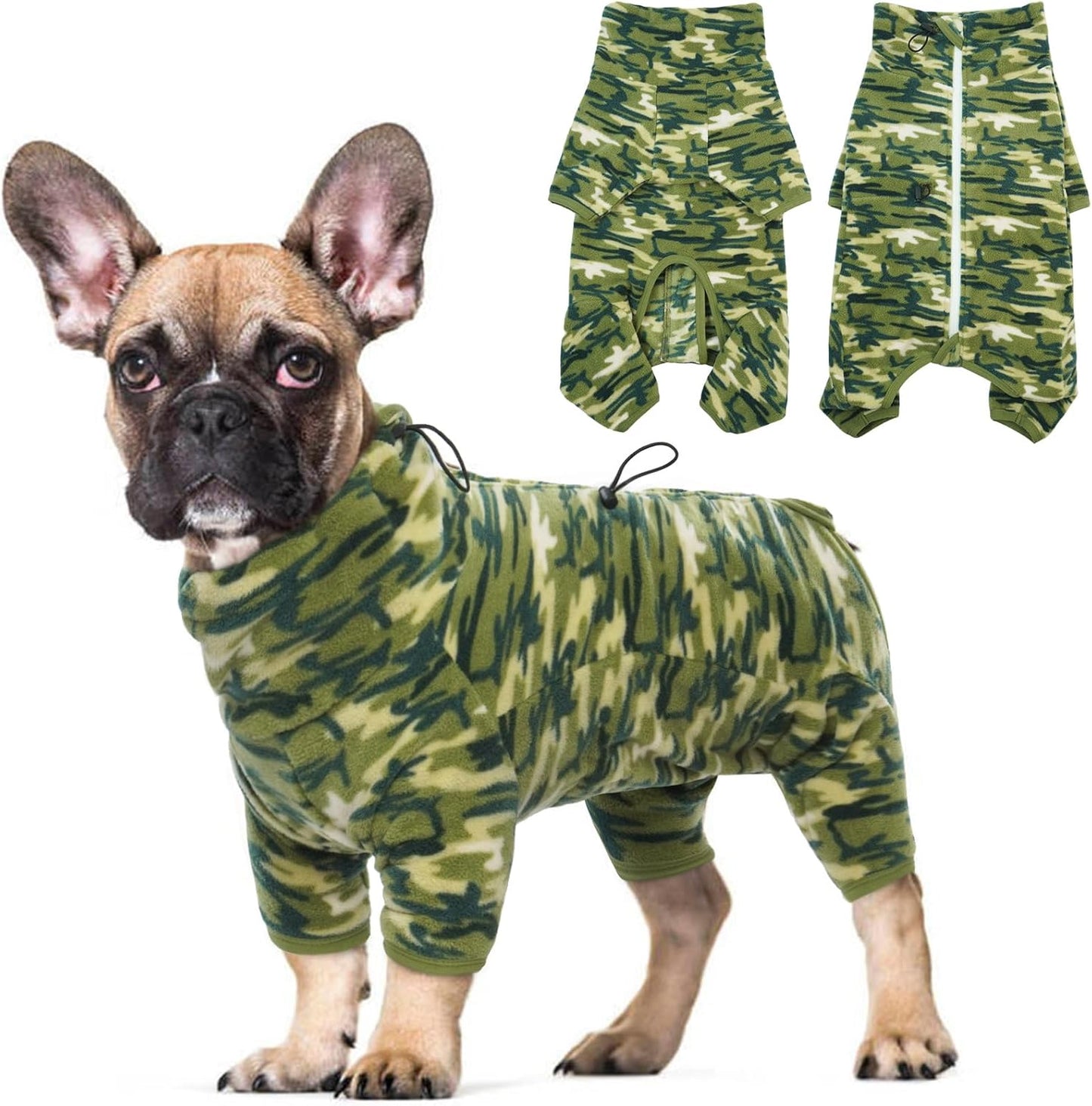ROZKITCH Dog Winter Coat Soft Fleece Pullover Pajamas, Pet Windproof Warm Cold Weather Jacket Vest with Luminous Zipper, Jumpsuit Apparel Outfit Clothes for Small Medium Large Dog Camo 2XL