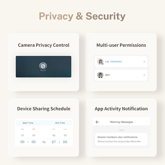 Enabot EBO 2K Camera Robot ROLA Mini: Movable Pet Camera Battery-Powered with Phone App, Indoor Cam w/One-Touch Call, 2-Way Talk, Night Vision, Motion Detection, Video Recording