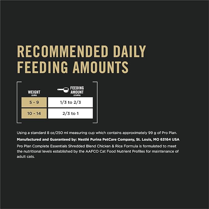 Purina Pro Plan Complete Essentials Shredded Blend Chicken and Rice Formula Adult High Protein Cat Food - 6 lb. Bag