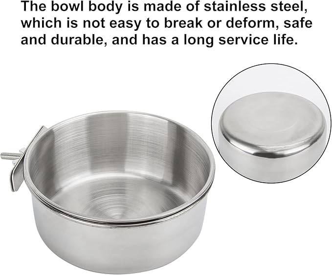 Bird Feeding Dish Cups 3 Pack Parrot Food Bowl Cage with Clamp Holder Stainless Steel Birdcage Coop Water Feeder for Cockatiel Conure Budgies Parakeet Macaw Finches Lovebirds Small Animal (S+M+L)