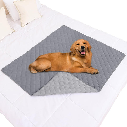 Smiry Waterproof Dog Bed Cover Pet Blanket, Soft Washable Dog Blanket for Furniture Bed Couch Sofa Reversible, Checkered (40"x50", Grey/Light Grey)