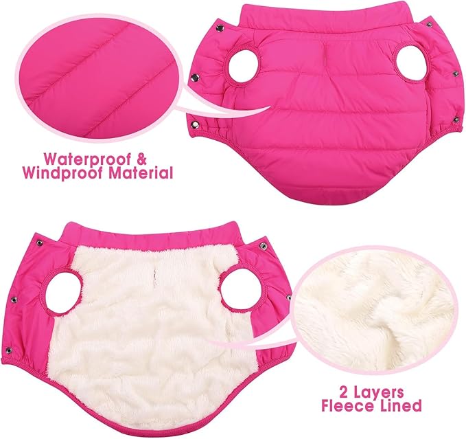 ASENKU Dog Winter Coat - Waterproof Windproof Dog Jacket, Warm Snowproof Doggie Puffer Vest for Cold Weather, Lightweight Snow Coats for Small Medium Large Dogs(Pink, XS)