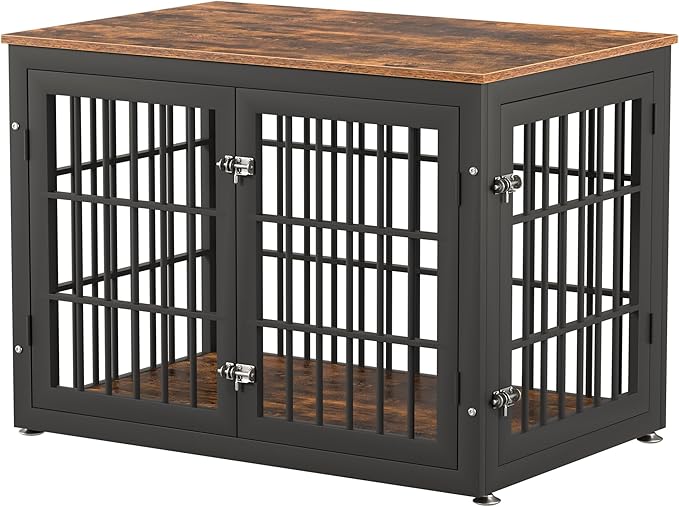 38 Inch Heavy Duty Dog Crate Furniture for Large and Medium Dogs, Decorative Pet House End Table, Wooden Cage Kennel Furniture Indoor, Rustic Brown