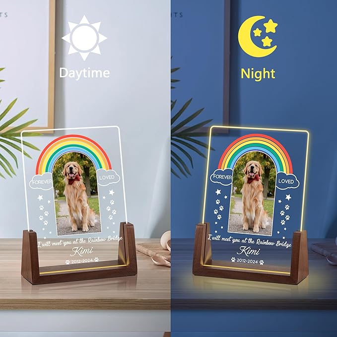 Personalized Dog Memorial Gifts for Loss of Dog, Pet Memorial Gifts for Dogs, Pet Memorial Acrylic Night Light, Pet Loss Sympathy Gift, Christmas Birthday Gifts for Pet Lovers