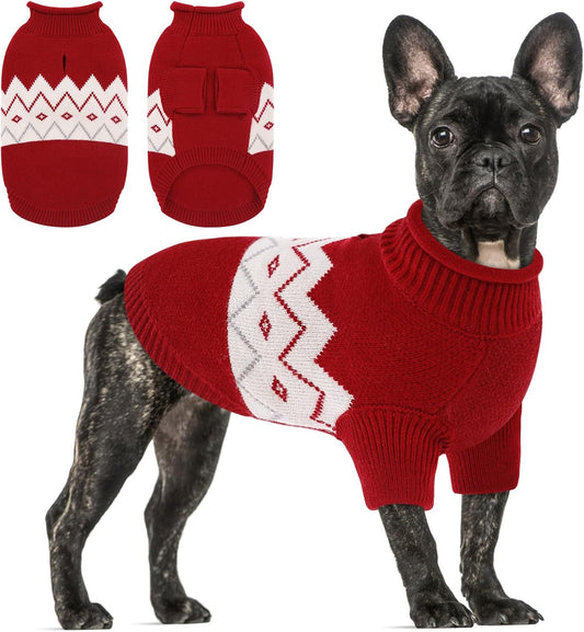 Queenmore Warm Dog Sweater, Soft Pet Knitwear, Knitted Pullover, Vlentines Day Gifts Winter Pet Clothes for Small Medium Dogs Cats