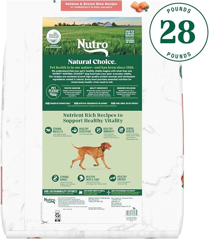 Nutro Natural Choice Adult Dry Dog Food, Salmon and Brown Rice Recipe, 28 lb Bag