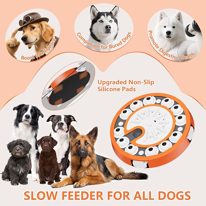 Dog Puzzle Toy, Level 3 in 1 Brain Mental Stimulation Dog Puzzles for Smart Dogs, Interactive Treat Dispenser Cognitive Enrichment Toys Puppy Puzzle Game for Mind Boredom-13.31"x13.31" Orange