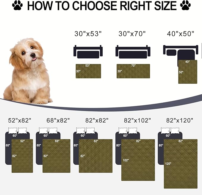 Smiry Waterproof Dog Blanket, 68x82 Inch Soft Pet Bed Cover Reversible, Washable Sofa Couch Furniture Protector for Small Medium Large Dog Puppy Cat, Geometric, Green/Navy