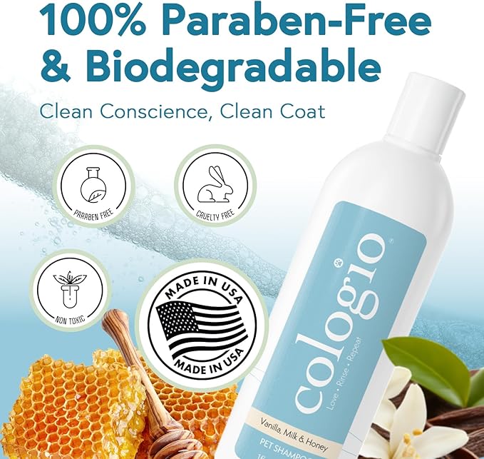 Dog Shampoo with Manuka Honey – Odor Eliminator & Itch Easing for Dry, Sensitive Skin – Gentle & Moisturizing Groomer-Developed Formula – Paraben-Free, Made in USA - 16 oz