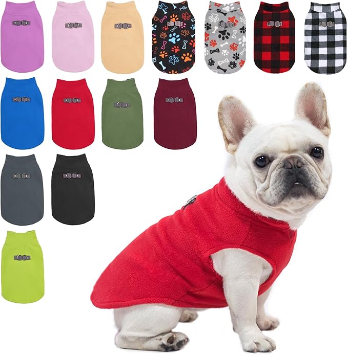 BEAUTYZOO Dog Fleece Vest Sweater Winter Jacket for Small and Medium Dogs with D-Ring Leash Cold Weather Coat Hoodie for XS S M Dogs Boy or Girls, Large