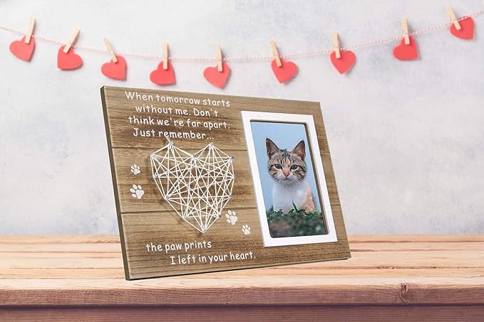 VILIGHT Dog Cat Memorial Gifts - Paw Prints Sympathy Picture Frame for Pet Loss - 4x6 Inches Photo
