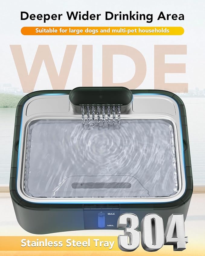 UPSKY 2.25Gal Elevated Dog Water Fountain, 4 Heights Adjustable Pet Fountain for All Dog Sizes, 304 Stainless Steel Tray Indoor Drinking Dispenser with Ultra-Quiet Pump & 4 Replacement Filters Green