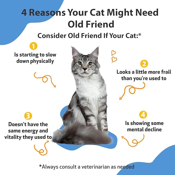 Pet Wellbeing Old Friend for Senior Cats - Supports Immune System Health, Joint Mobility, Healthy Energy Levels, Alfalfa, Reishi - Veterinarian-Formulated Herbal Supplement 2 oz (59 ml)
